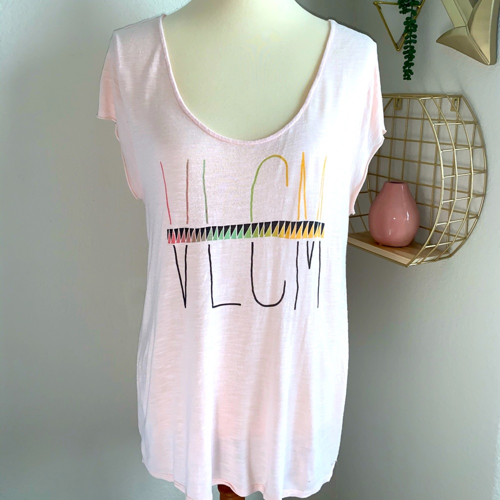 VOLCOM Short Sleeve Pink T Shirt Large